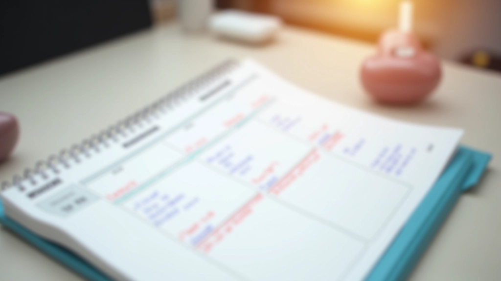 Kalender med alt for mange opgaver skrevet ned, rød markering, bekymret hånd i baggrunden